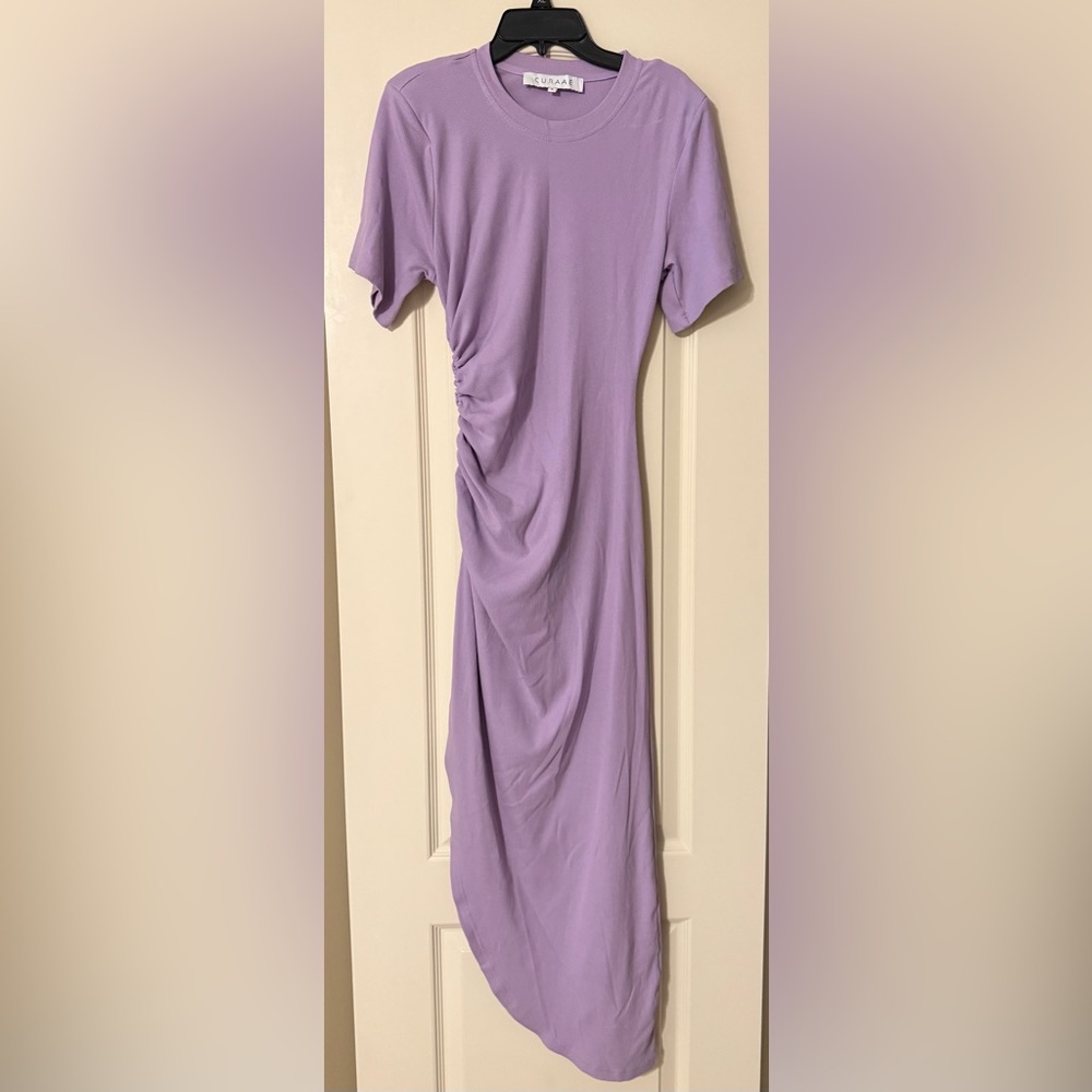 Lavender Ruched Midi Dress - Unbranded